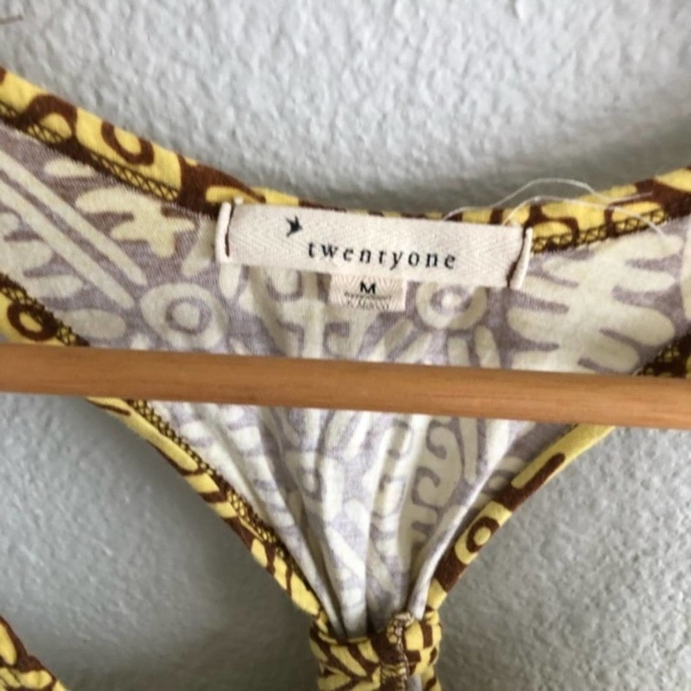 Forever 21 Yellow Brown Racerback Tribal Top - Picture 2 of 5